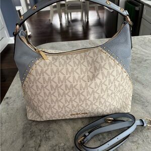 Michael Kors Cream and Blue Shoulder Bag
